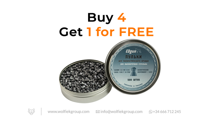 EDgun Premium Pellets · Caliber .22 buy 4 get 1 for free